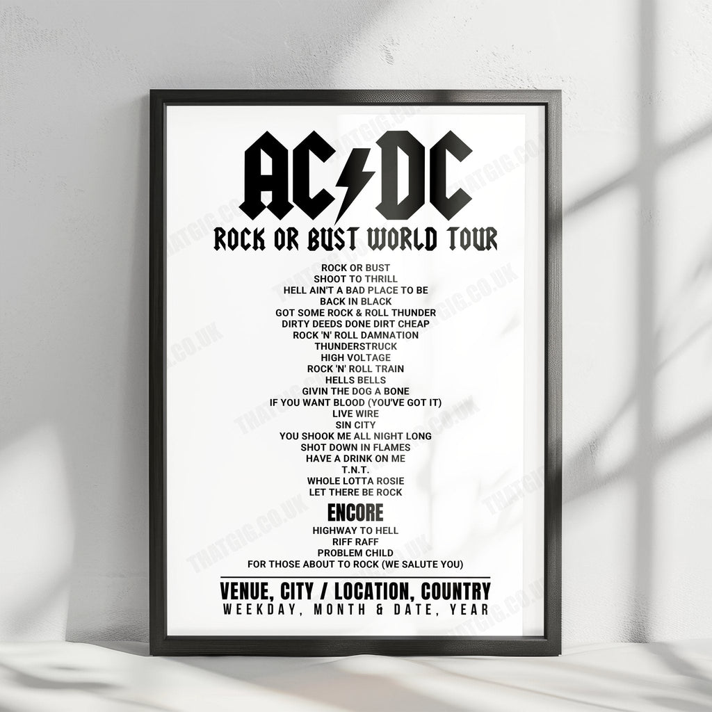AC/DC Setlist Poster - Wrigley Field, Chicago - September 15th, 2015