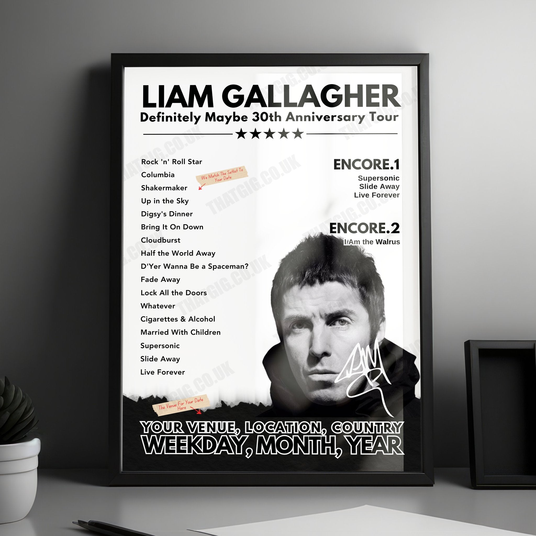 Liam Gallagher Setlist Poster - Thomond Park, Limerick - July 14th 2024