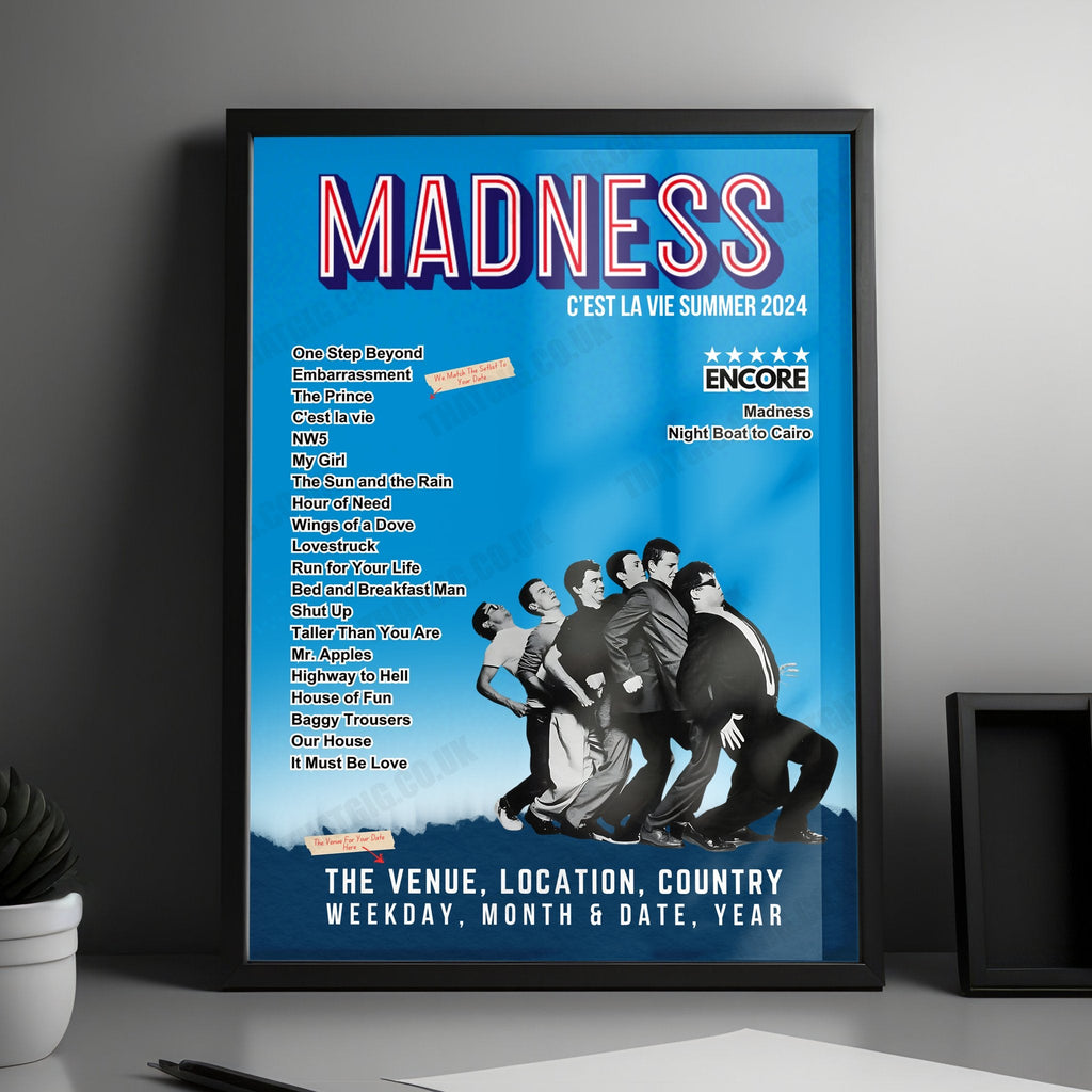 Madness Setlist Poster - Custom House Square, Belfast - August 9th, 2024