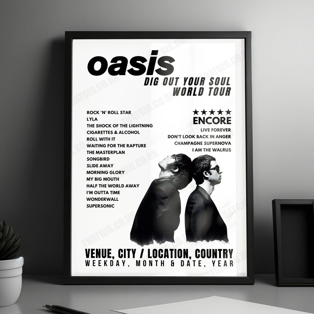 Oasis Setlist Poster - Arena Monterrey, Monterrey - November 29th, 2008