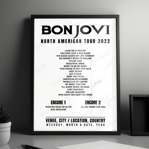 Bon Jovi Setlist Poster - Moody Center, Austin - April 23rd, 2022 | Setlist Poster | Inspired Creative Gifts