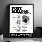 Post Malone Setlist Poster - Maine Savings Amphitheater, USA - September 16th, 2024