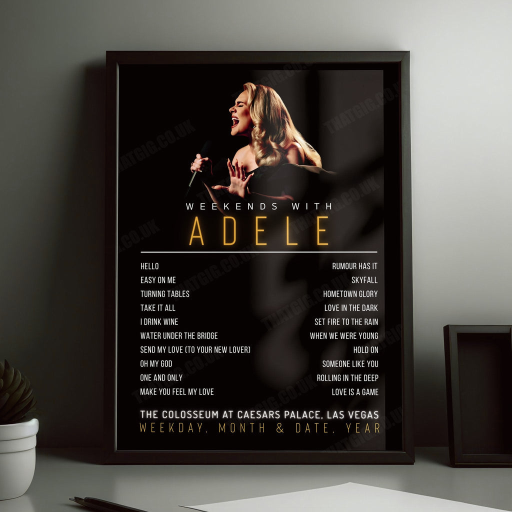 Adele Setlist Poster - The Colosseum at Caesars Palace, Las Vegas - November 22nd, 2024
