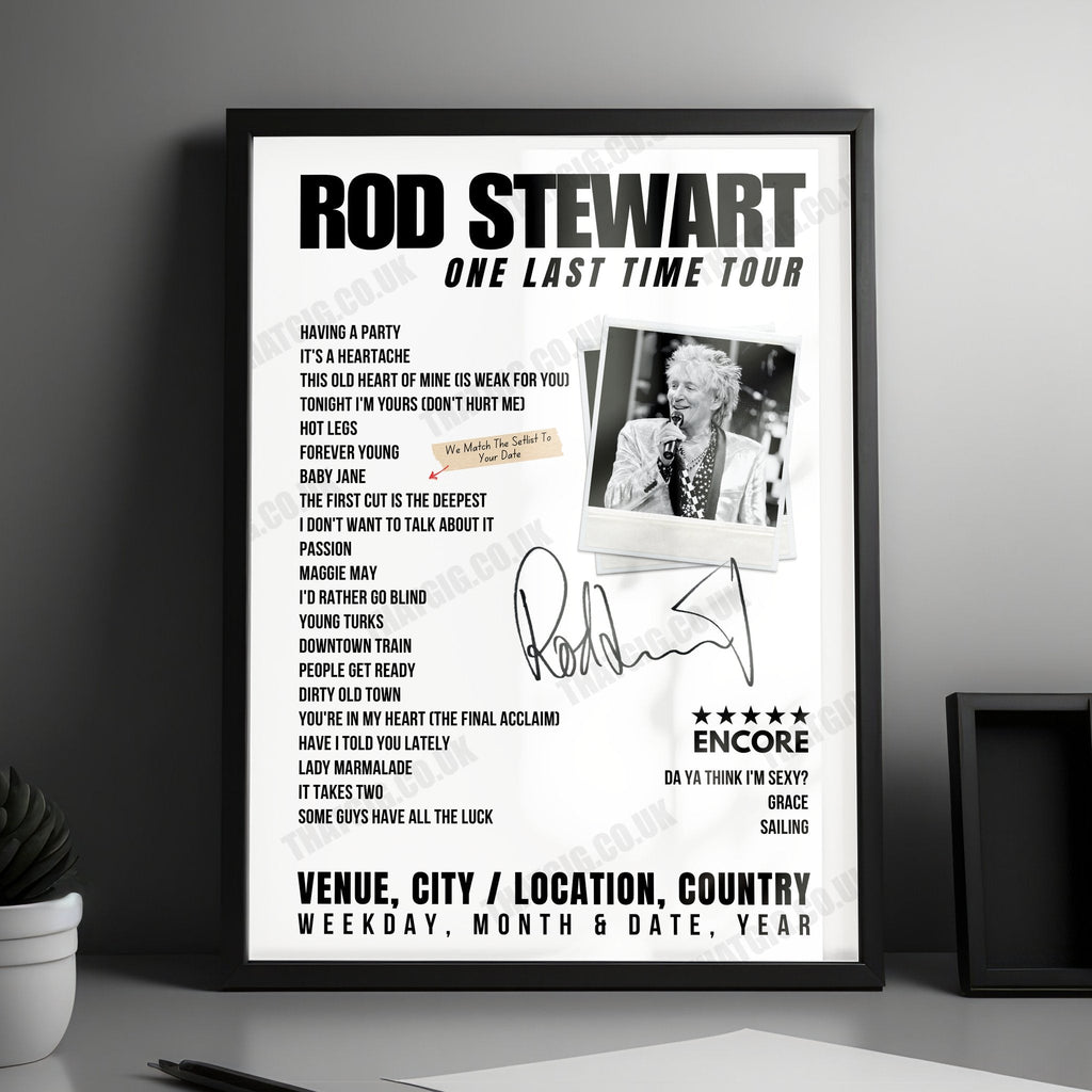 Rod Stewart Setlist Poster - The Colosseum at Caesars Palace, Las Vegas, NV, USA - July 26th, 2024