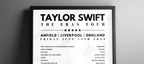 Taylor Swift Setlist Poster - Anfield, Liverpool, 14th June 2024