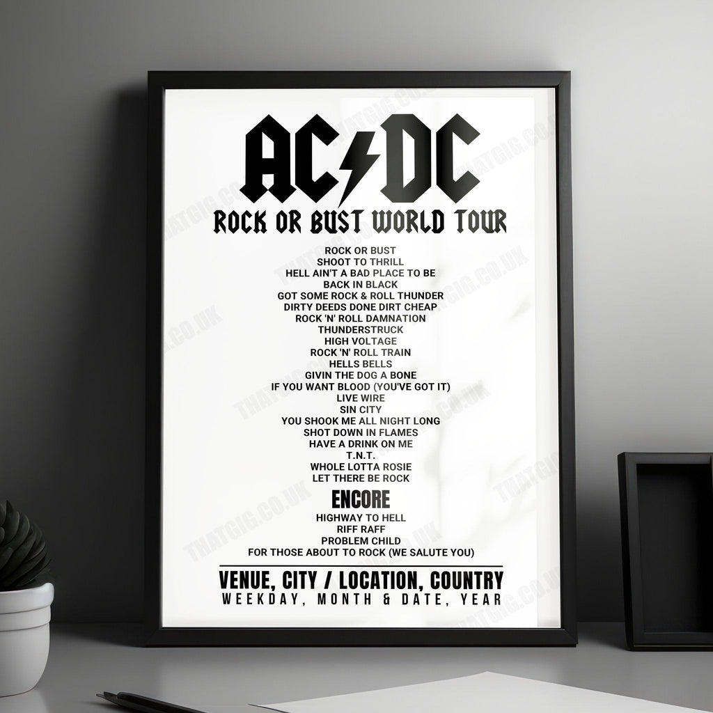 AC/DC Setlist Poster - Wrigley Field, Chicago - September 15th, 2015