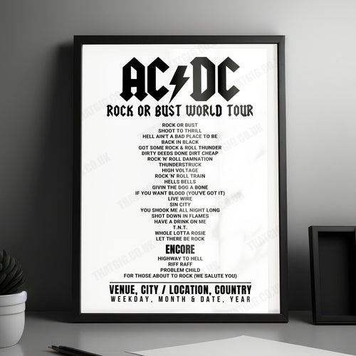 AC/DC Setlist Poster - Wrigley Field, Chicago - September 15th, 2015