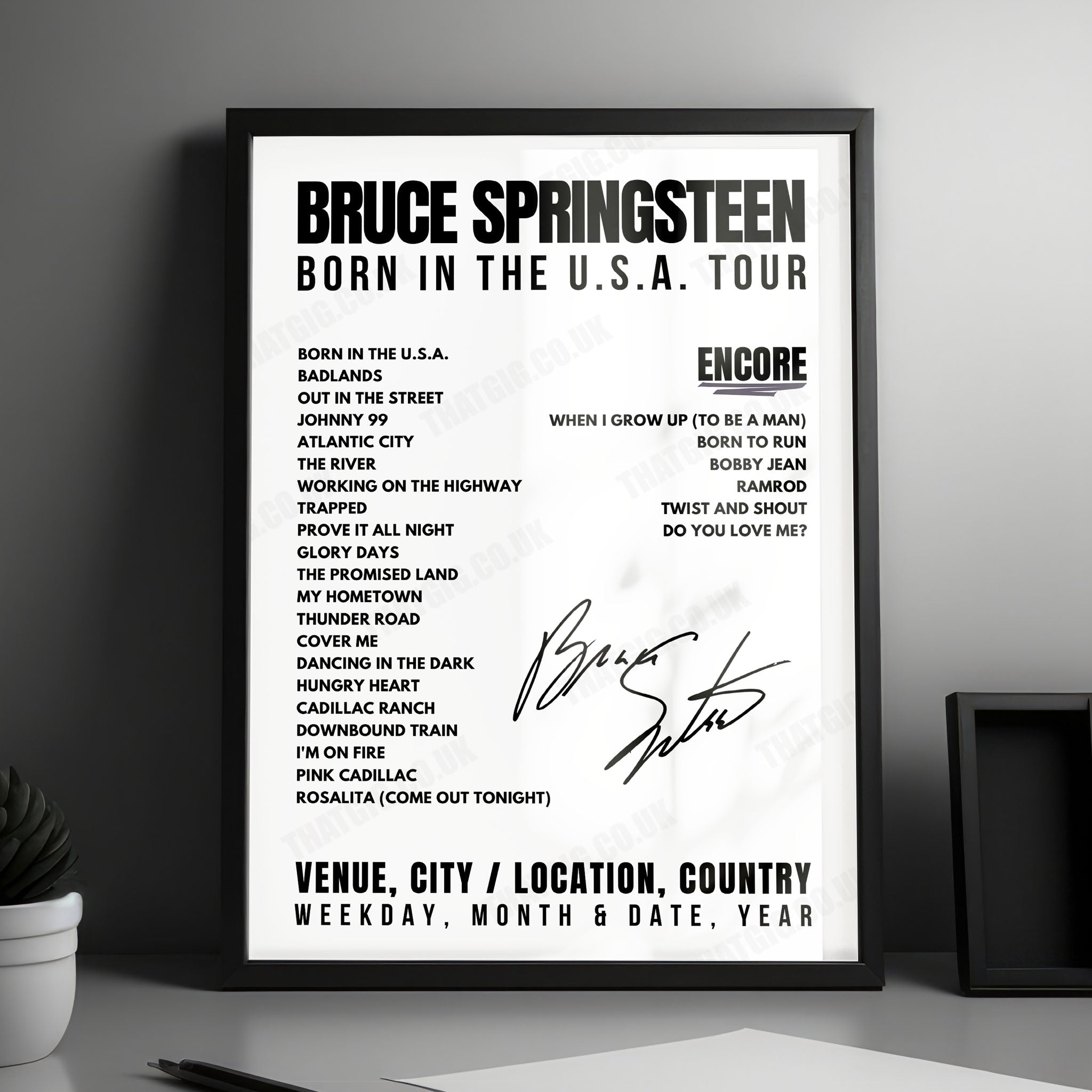 Bruce Springsteen Setlist Poster - Richfield Coliseum, Richfield - July 8th, 1984
