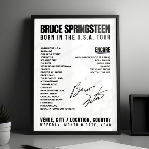 Bruce Springsteen Setlist Poster - Richfield Coliseum, Richfield - July 8th, 1984 | Setlist Poster | Inspired Creative Gifts