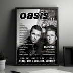 Oasis Setlist Poster - Rose Bowl, Pasadena - September 7th, 2025