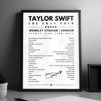 Taylor Swift Setlist Poster - Wembley Stadium, London, June 23rd 2024