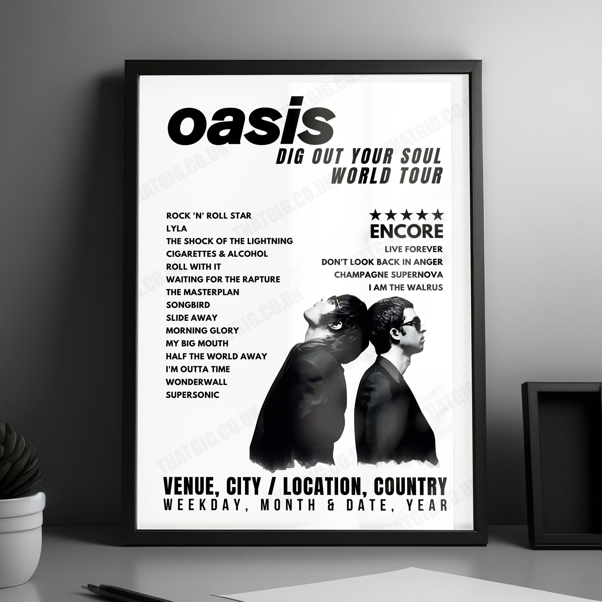 Oasis Setlist Poster - Festivalpark, Werchter - July 2nd, 2009