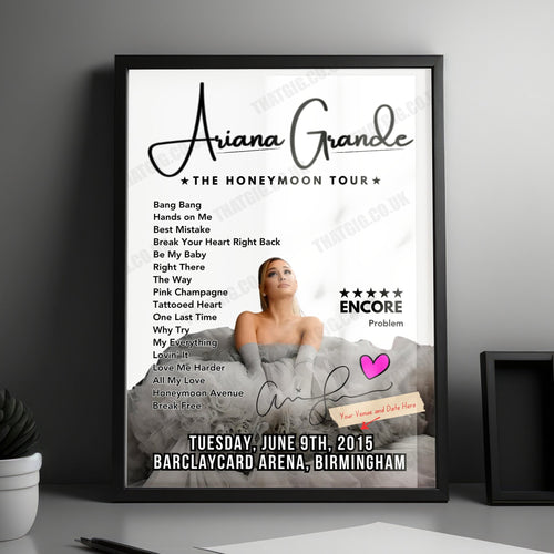 Ariana Grande Setlist Poster - Mayfield Depot, Manchester - August 25th, 2019 | Setlist Poster | Inspired Creative Gifts