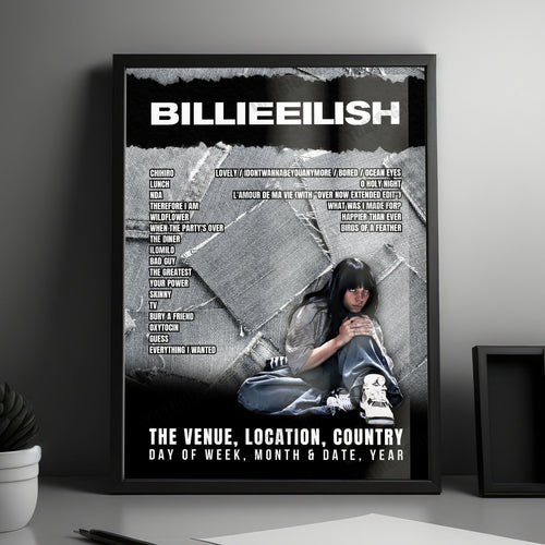 Billie Eilish Setlist Poster - Ball Arena, Denver - November 19th, 2024 | Setlist Poster | Inspired Creative Gifts