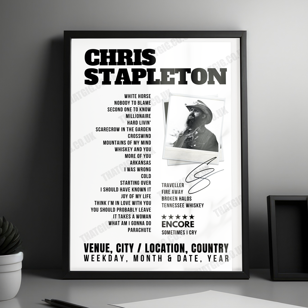 Chris Stapleton Setlist Poster - Cynthia Woods Mitchell Pavilion, The Woodlands - October 28th, 2022