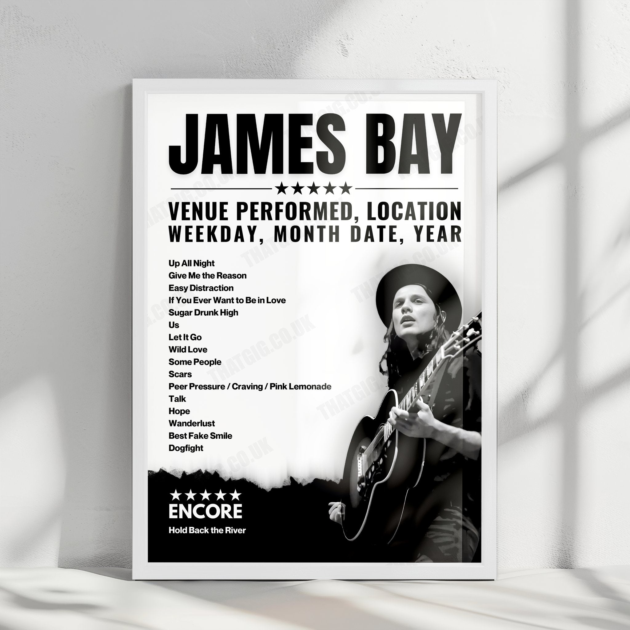 James Bay Setlist Poster - O2 Academy, Edinburgh - February 2nd, 2025