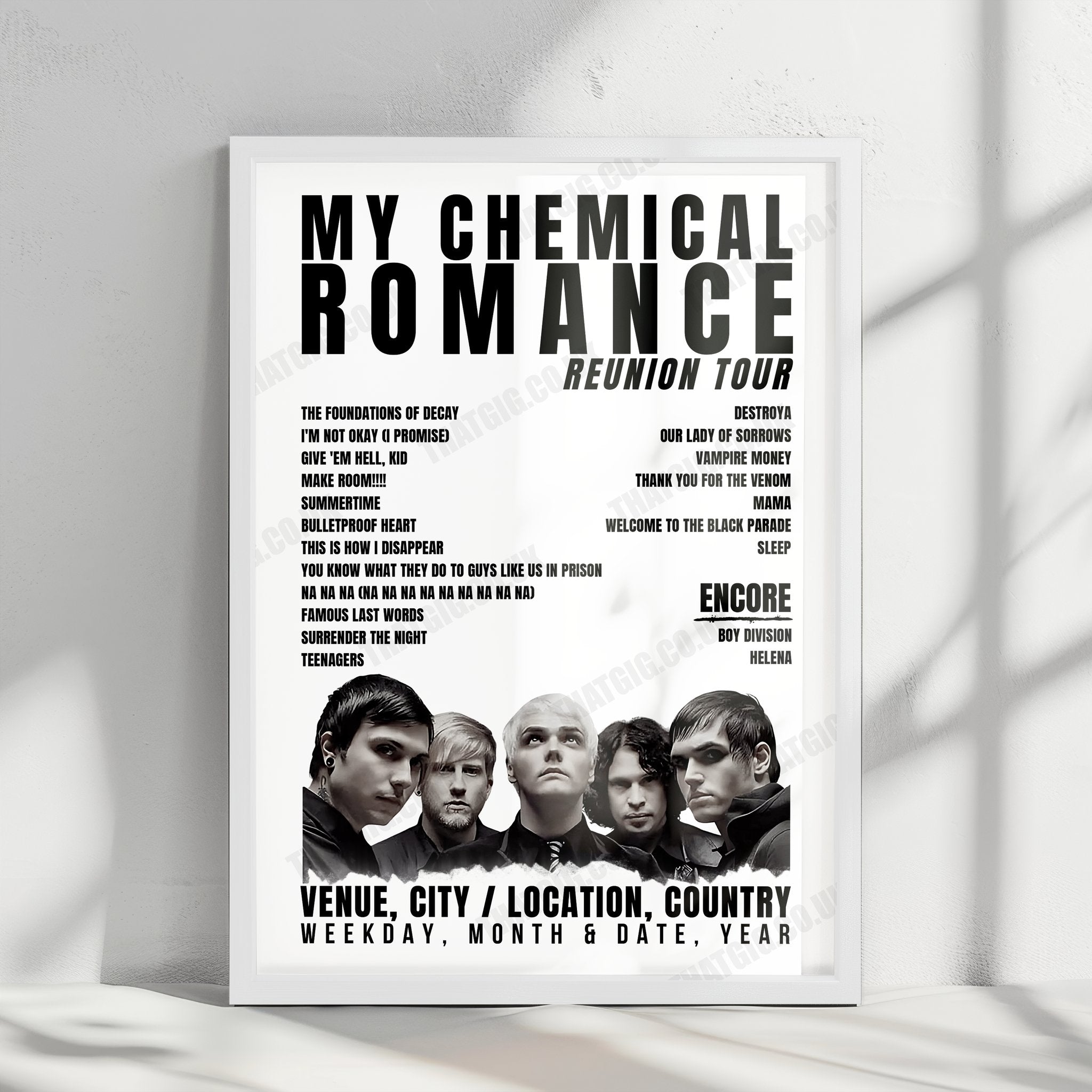 My Chemical Romance Setlist Poster - UBS Arena, Elmont - August 27th, 2022