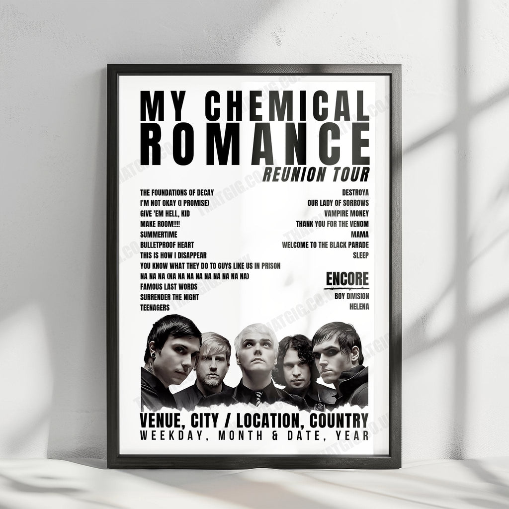 My Chemical Romance Setlist Poster - UBS Arena, Elmont - August 27th, 2022