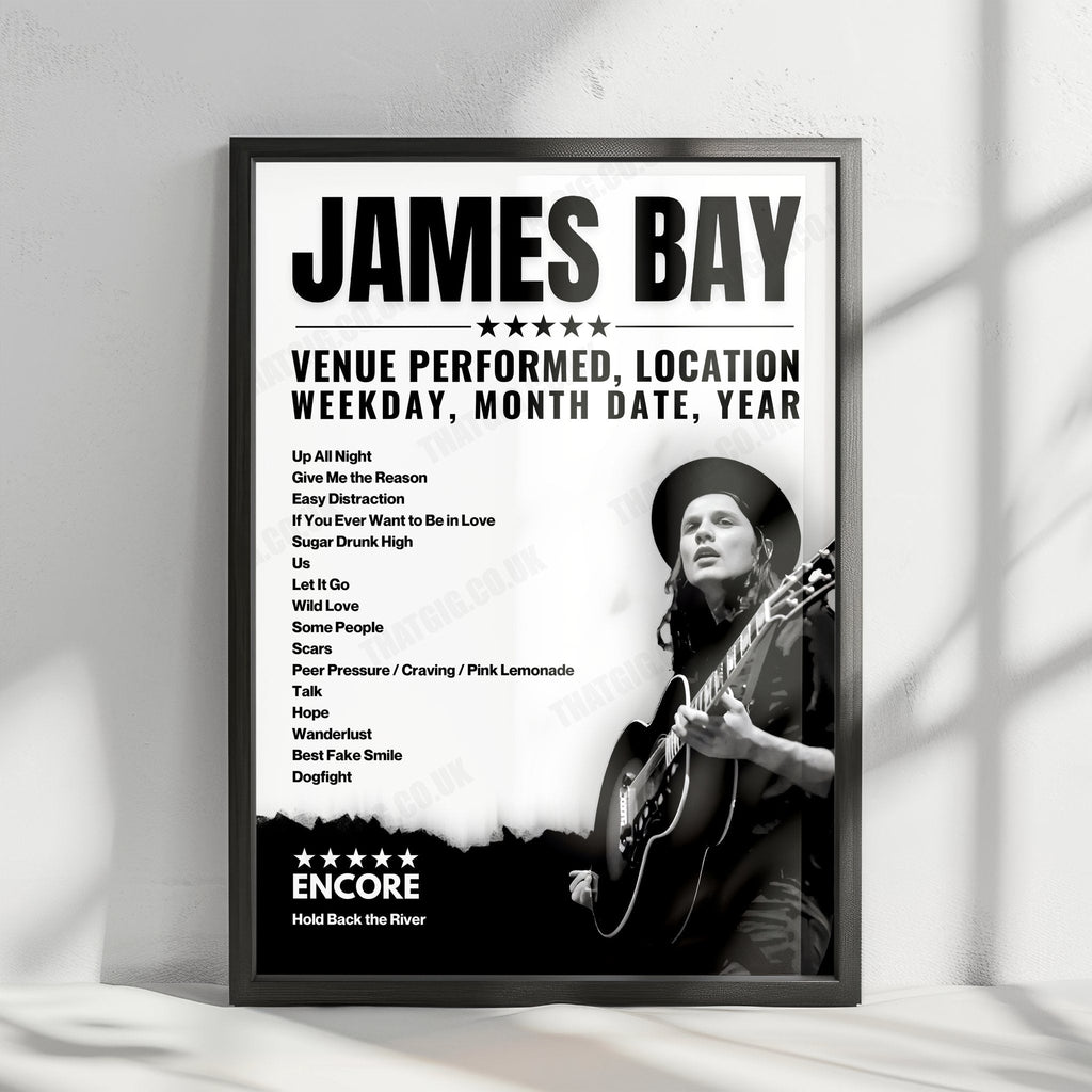 James Bay Setlist Poster - O2 Academy, Edinburgh - February 2nd, 2025