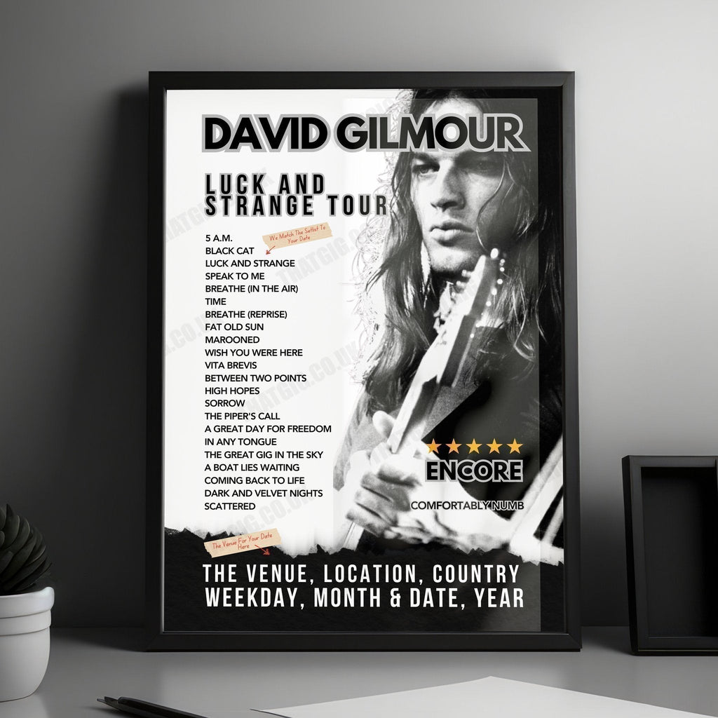 David Gilmour Setlist Poster - Hollywood Bowl, Los Angeles - October 29th, 2024