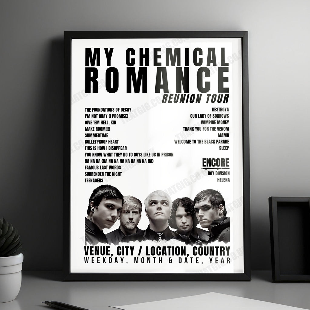My Chemical Romance Setlist Poster - UBS Arena, Elmont - August 27th, 2022