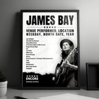 James Bay Setlist Poster - O2 Academy, Edinburgh - February 2nd, 2025