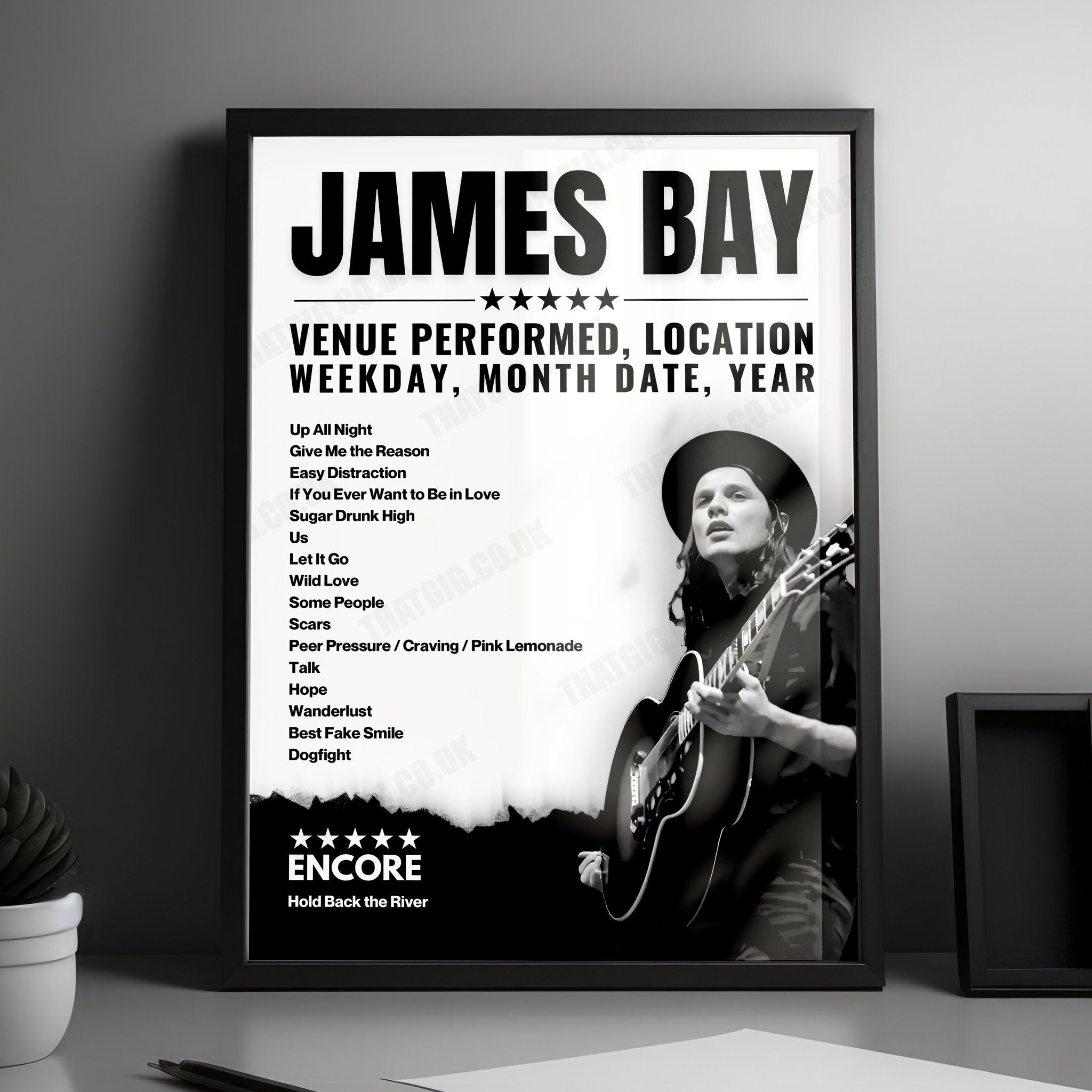 James Bay Setlist Poster - O2 Academy, Edinburgh - February 2nd, 2025