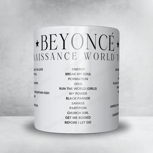 Beyoncé Setlist Mug - BT Murrayfield Stadium, Edinburgh - May 20th, 2023 | Setlist Mug | Inspired Creative Gifts
