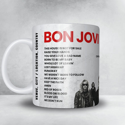 Bon Jovi Setlist Mug - Bon Secours Wellness Arena, Greenville - February 8th, 2017 | Setlist Mug | Inspired Creative Gifts