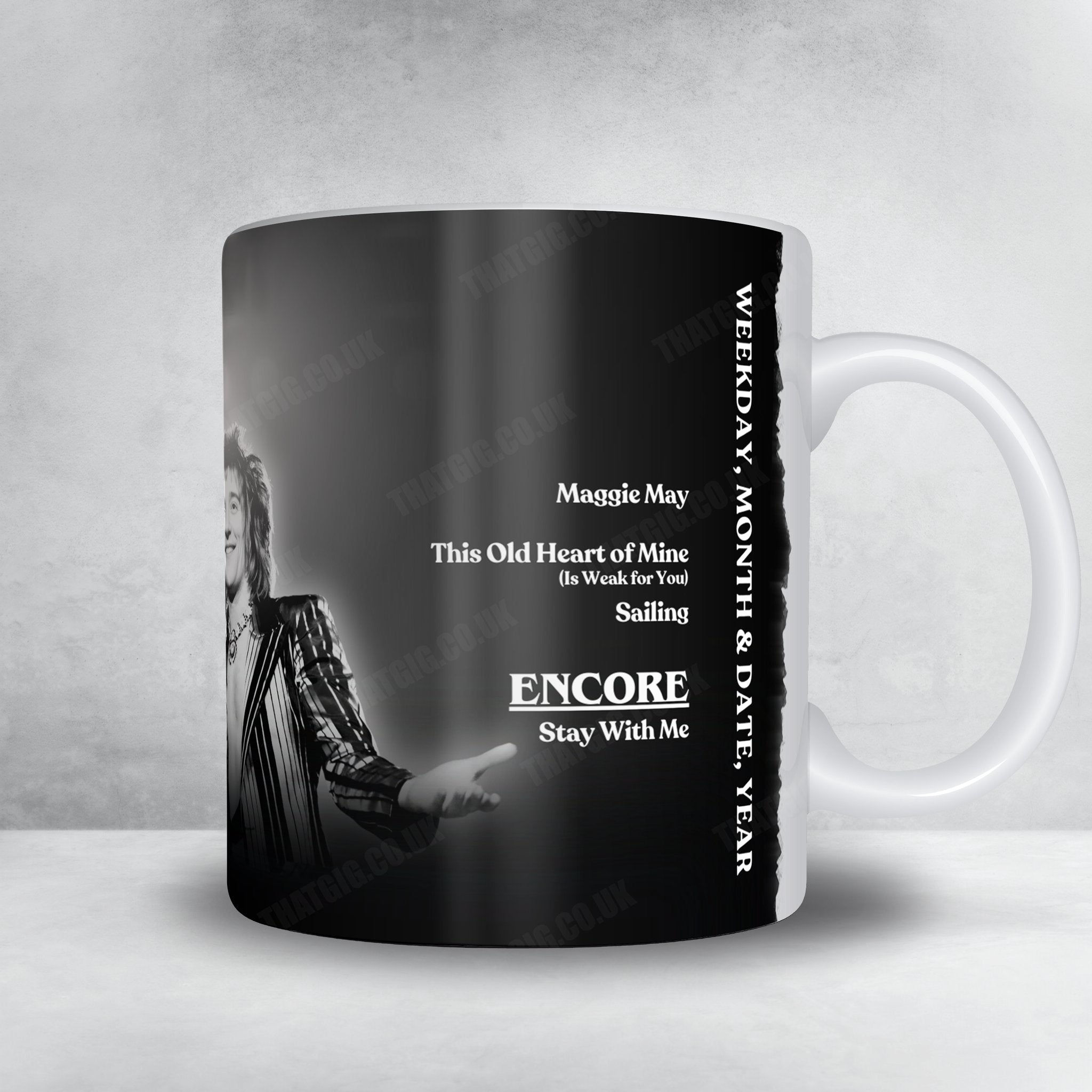 Rod Stewart Setlist Mug - Olympia Grand Hall, London, England - December 28th, 1978