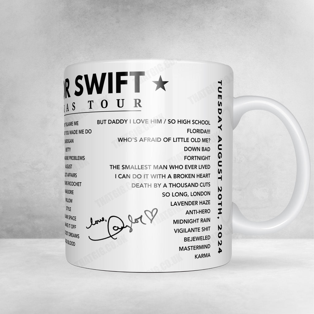 Taylor Swift Setlist Mug - Wembley Stadium, London - August 20th, 2024