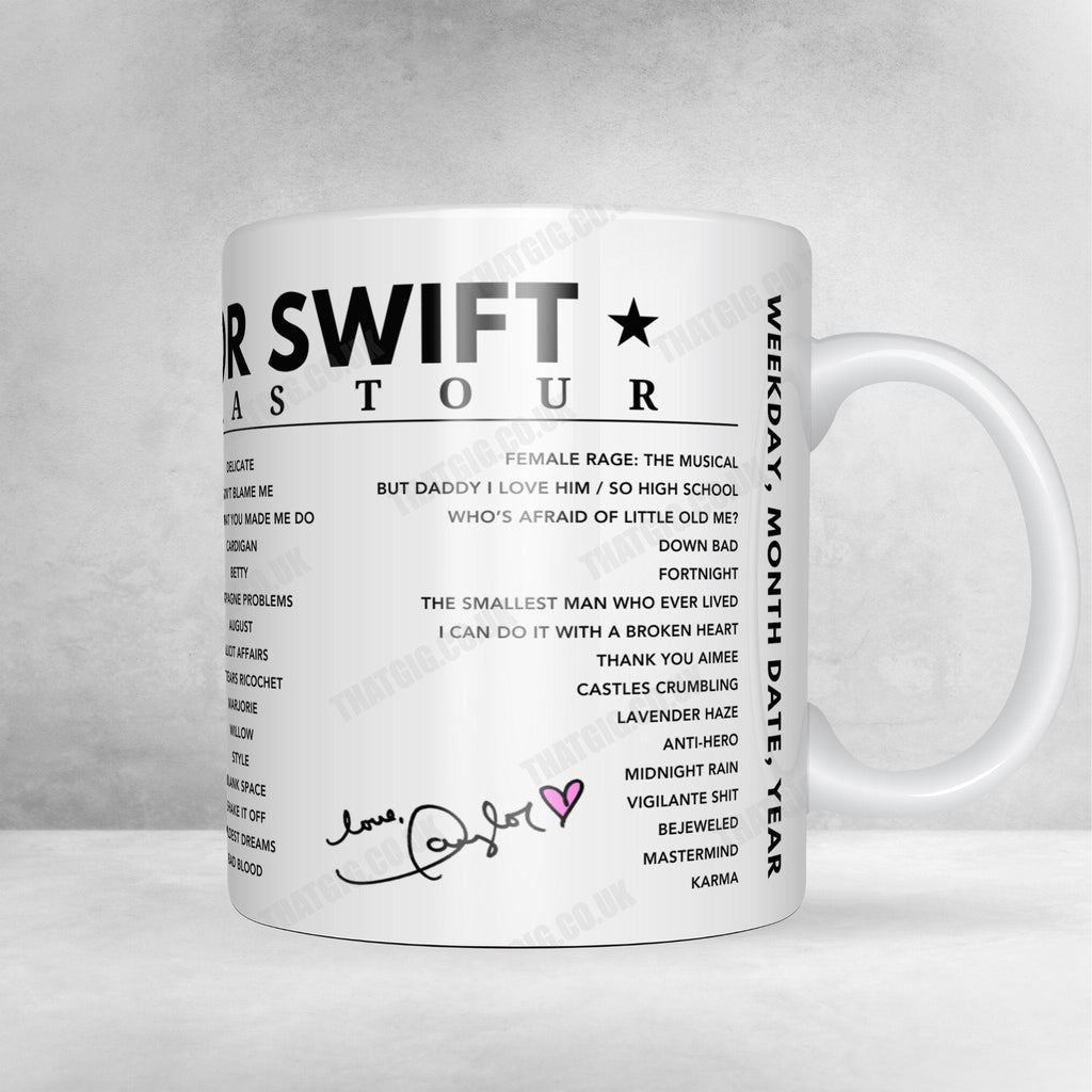 Taylor Swift Setlist Mug - Letzigrund Stadion, Zurich - July 9th, 2024