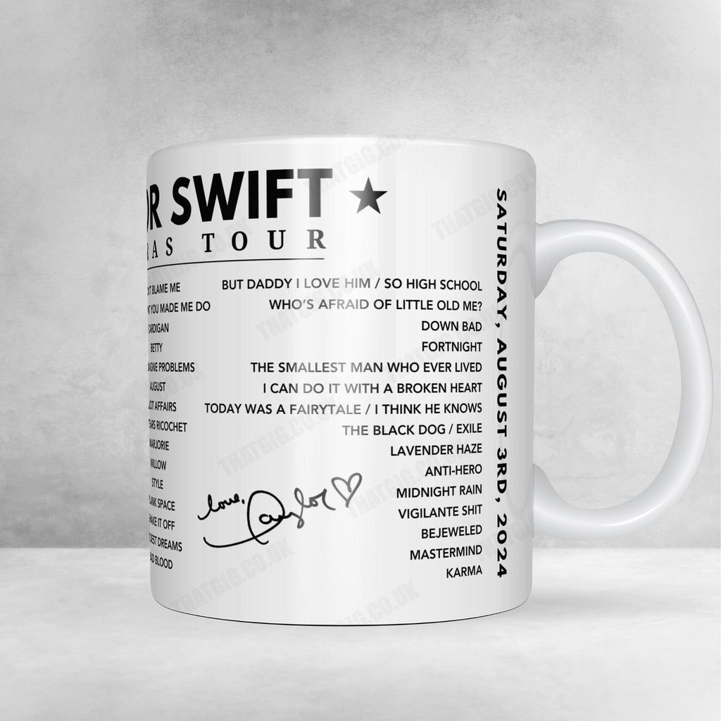 Taylor Swift Setlist Mug - PGE Narodowy, Warsaw - August 3rd, 2024