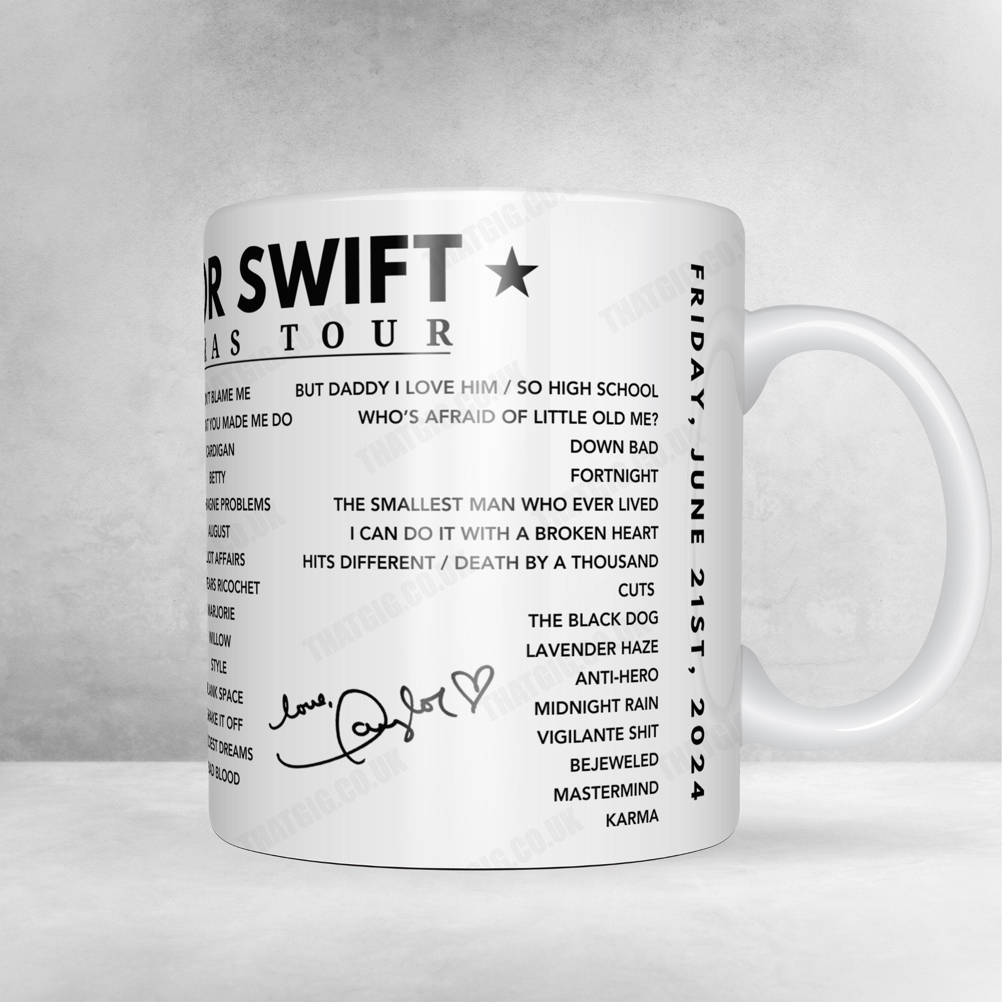 Taylor Swift Setlist Poster - Wembley Stadium, London - June 21st, 2024