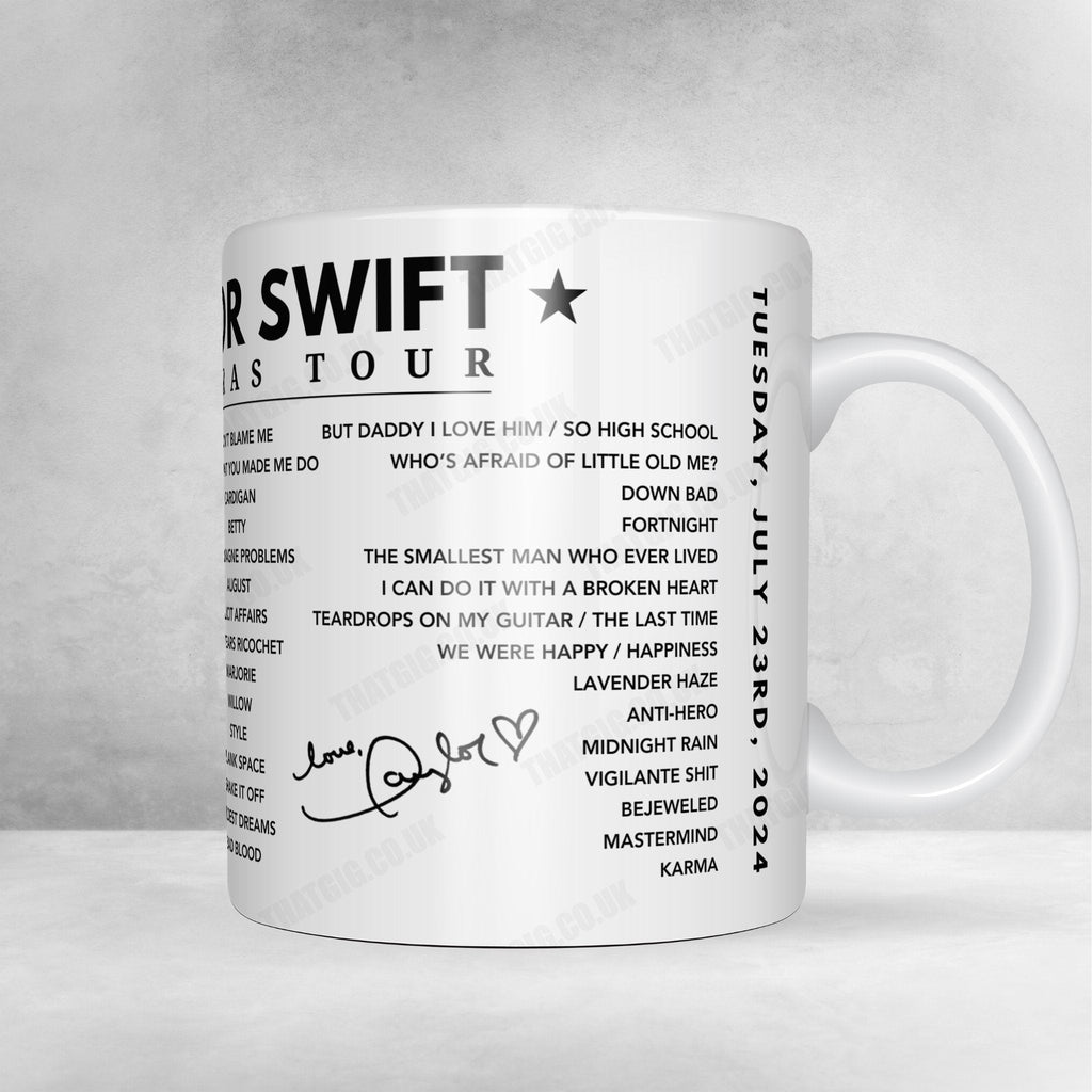 Taylor Swift Setlist Mug - Volksparkstadion, Hamburg, Germany, July 23rd 2024