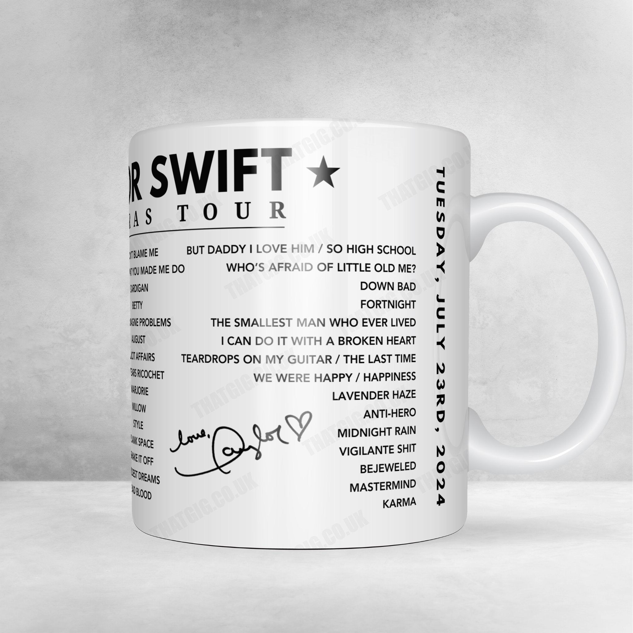 Taylor Swift Setlist Poster - Volksparkstadion, Hamburg, Germany on July 23rd 2024