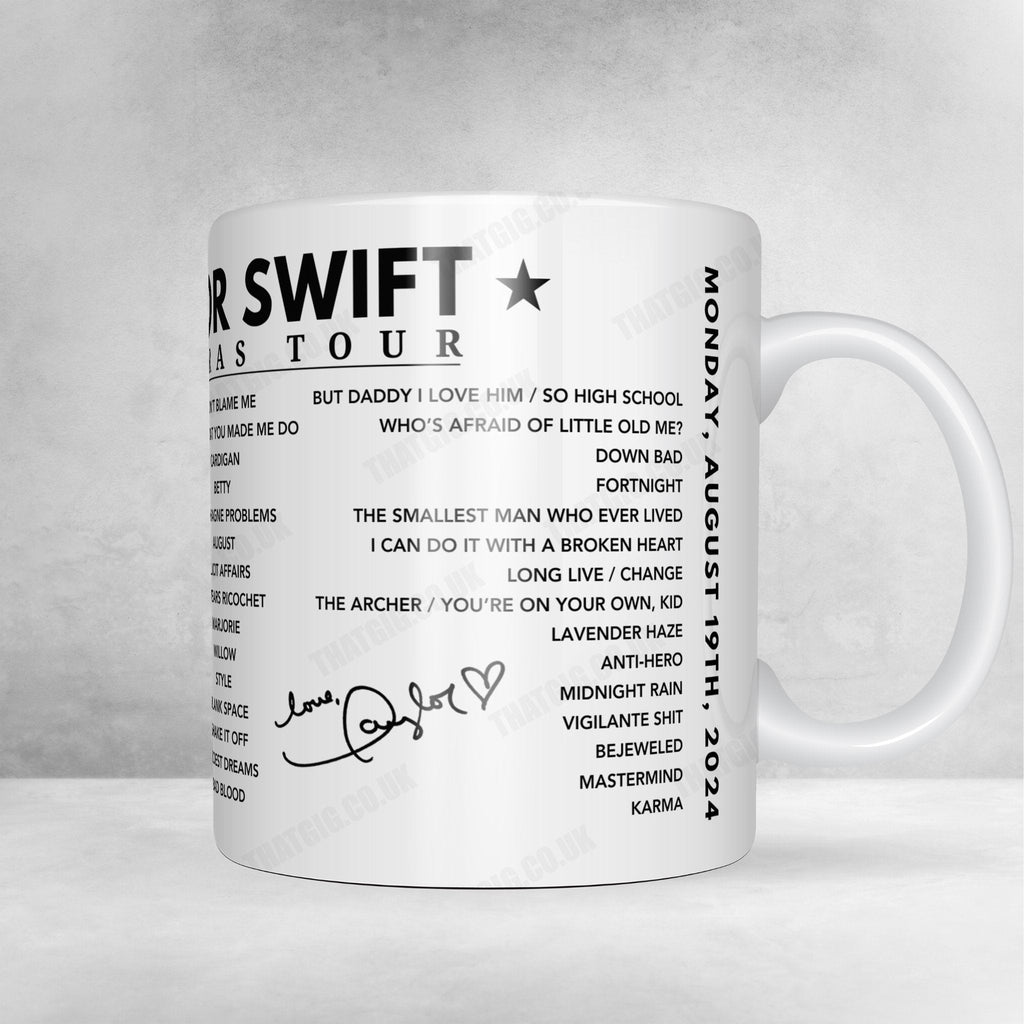 Taylor Swift Setlist Mug - Wembley Stadium, London - August 19th, 2024