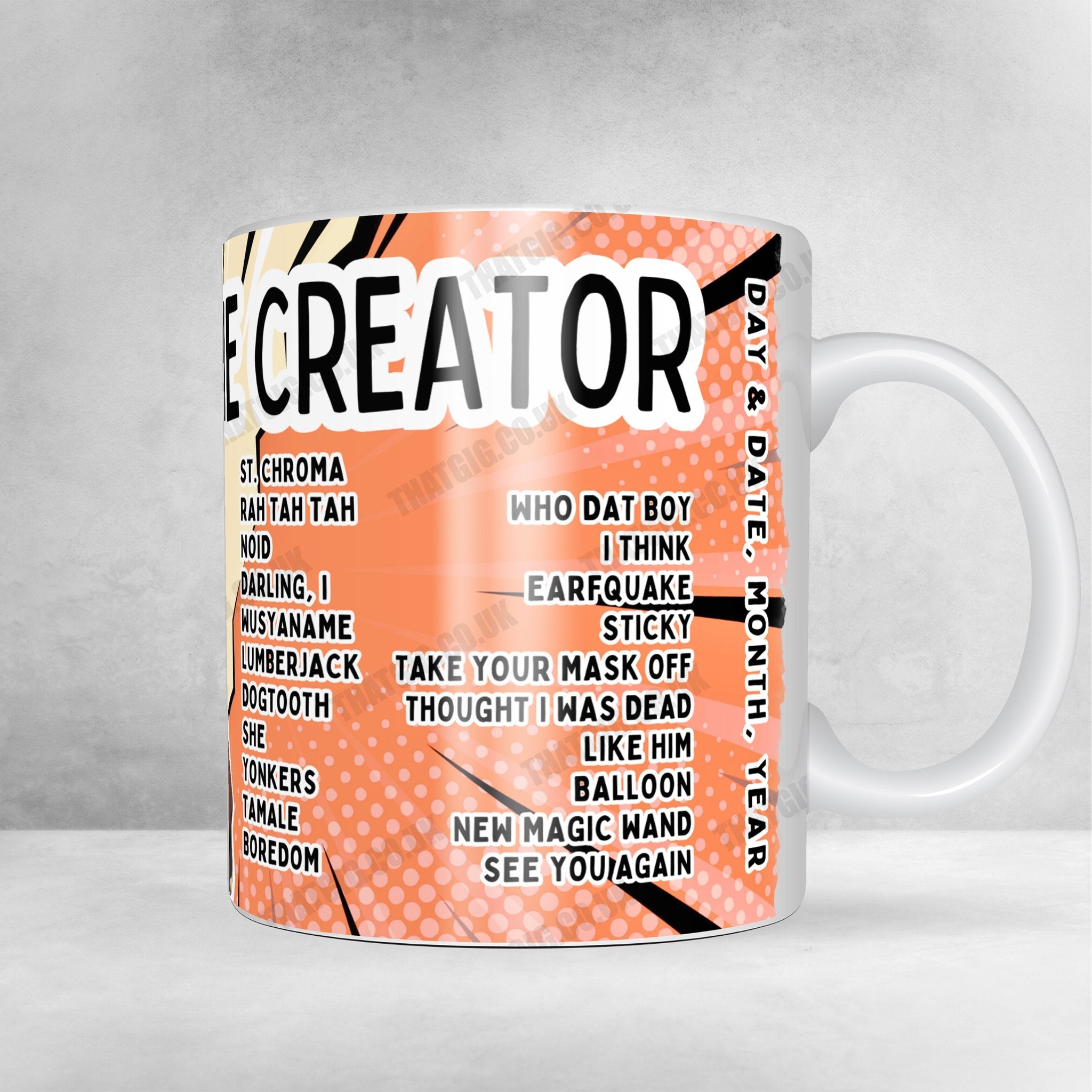Tyler, The Creator Setlist Mug - Fiserv Forum, Milwaukee, WI - February 6th, 2025