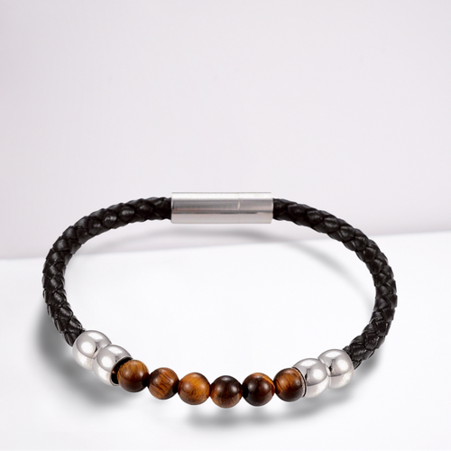 Men's Tigers Eye Leather Bracelet | Mens Bracelet | Inspired Creative Gifts