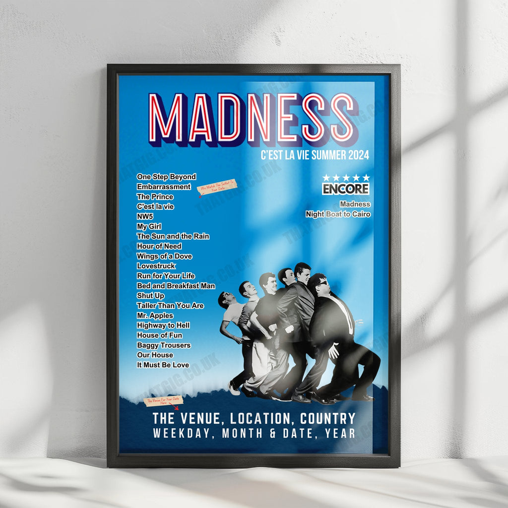 Madness Setlist Poster - Custom House Square, Belfast - August 9th, 2024