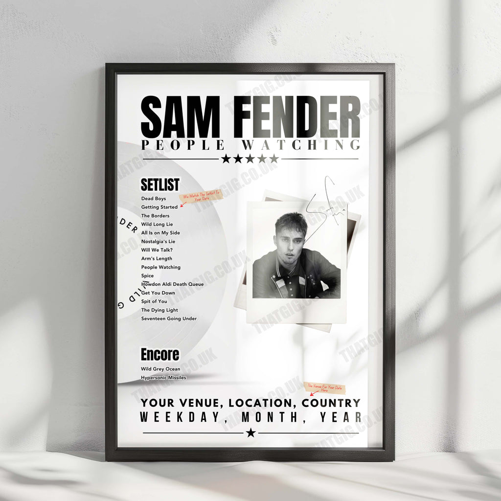 Sam Fender Setlist Poster - Fox Theater, Oakland - April 11th, 2025