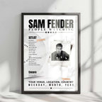 Sam Fender Setlist Poster - Fox Theater, Oakland - April 11th, 2025