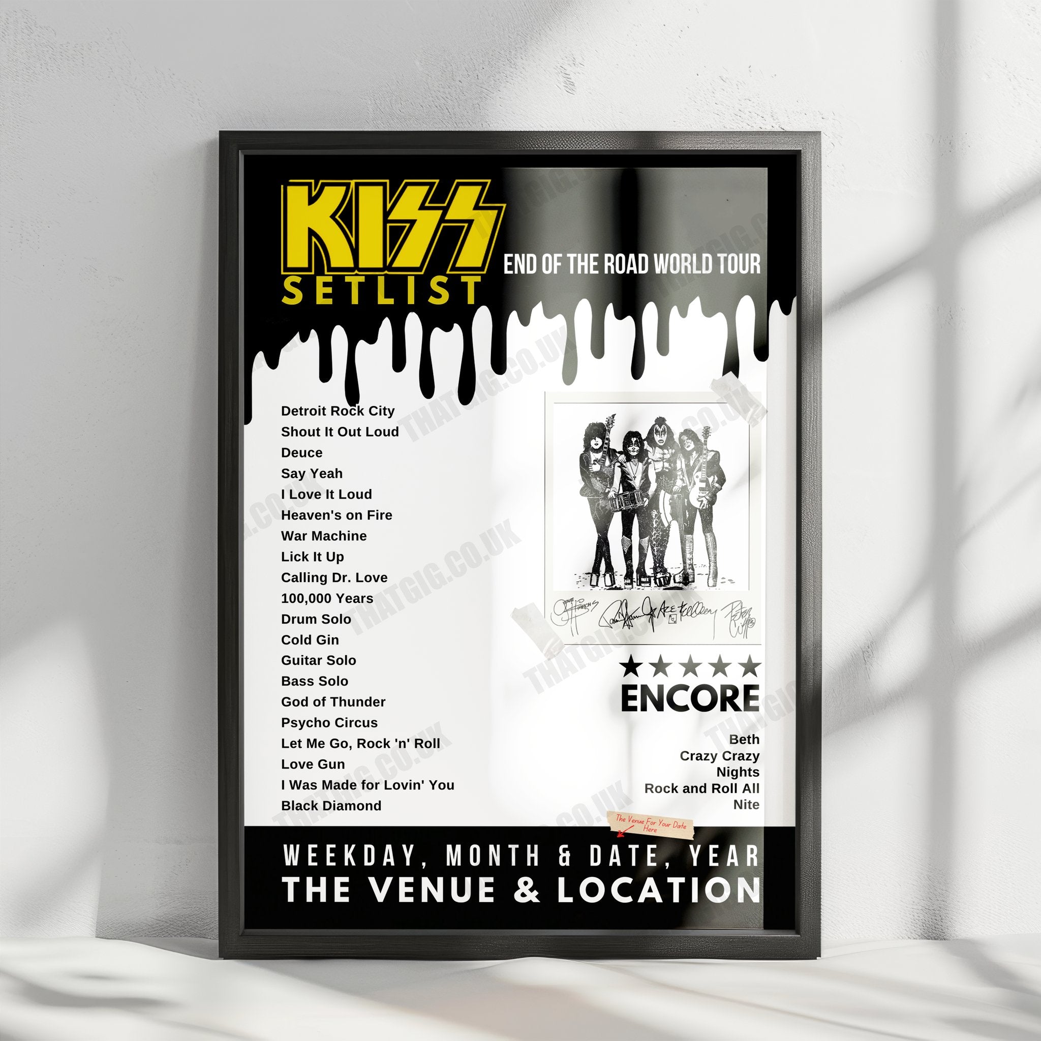 KISS Setlist Poster - Centre Vidéotron, Quebec City, Canada - November 19th, 2023