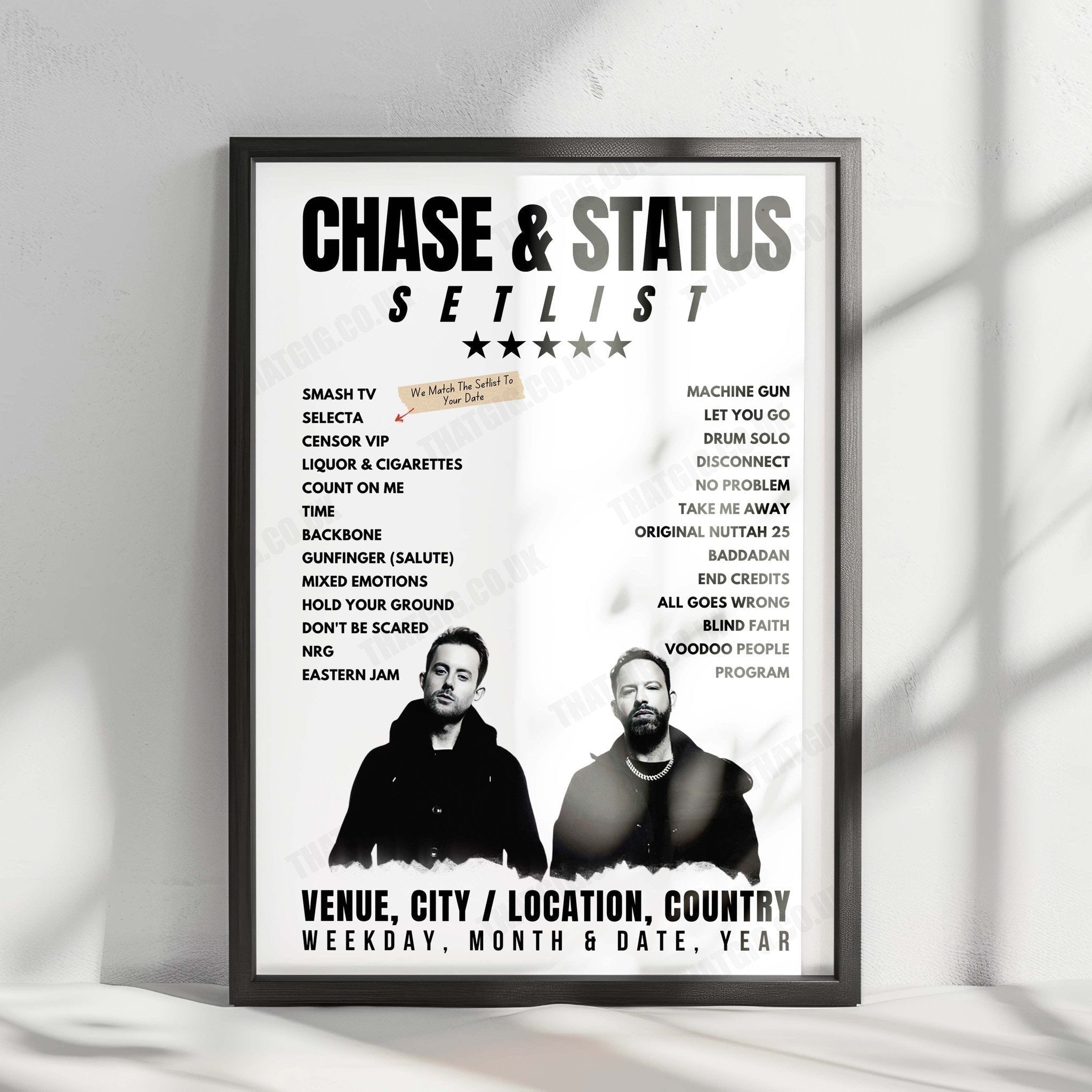 Chase & Status Setlist Poster - Boardmasters 2024, Watergate Bay, Newquay, England - August 9th, 2024