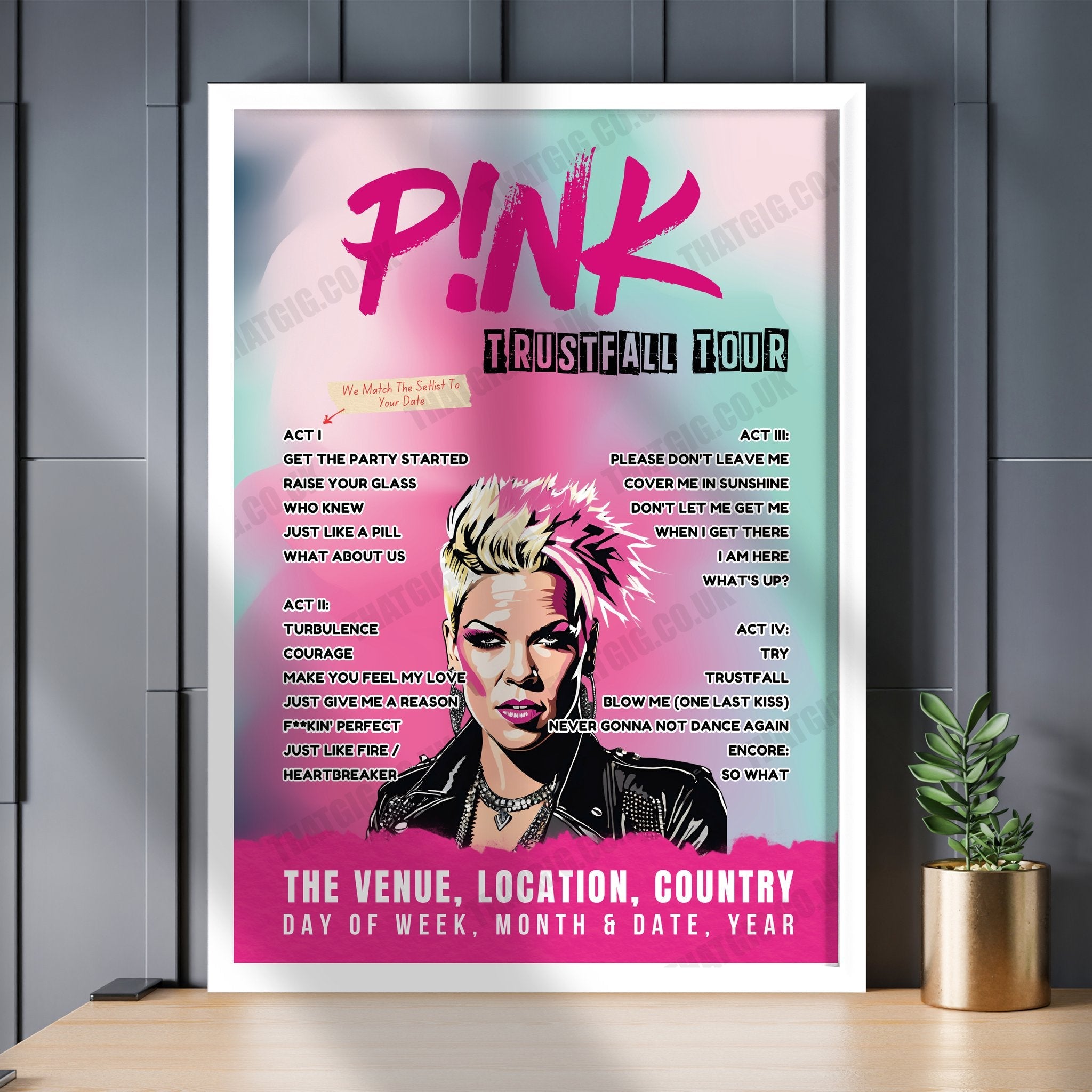 P!nk Setlist Poster - Tacoma Dome, Tacoma - September 3rd, 2024