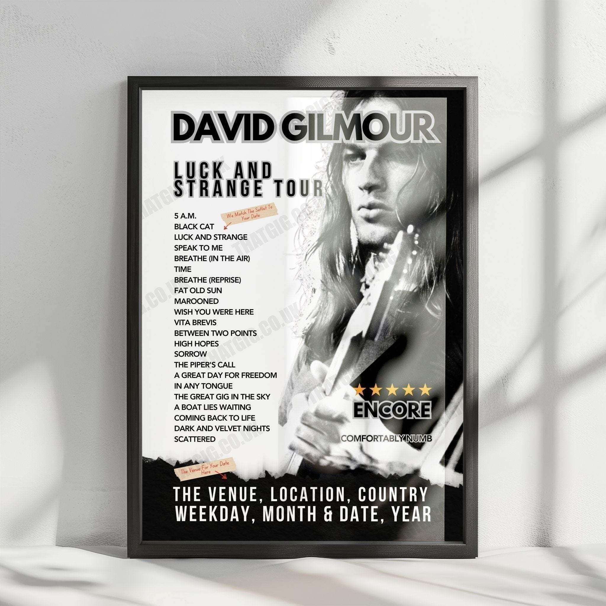 David Gilmour Setlist Poster - Hollywood Bowl, Los Angeles - October 29th, 2024