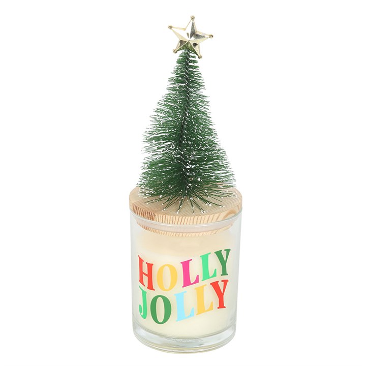 Holly Jolly Pine & Fir Glass Candle with Tree - Candles - Inspired Creative Gifts