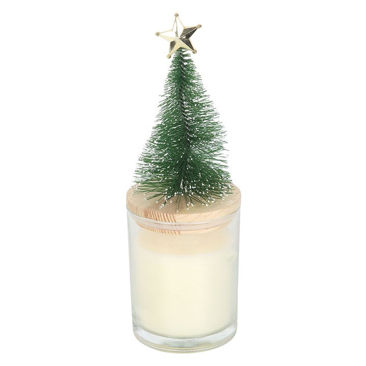 Holly Jolly Pine & Fir Glass Candle with Tree - Candles - Inspired Creative Gifts