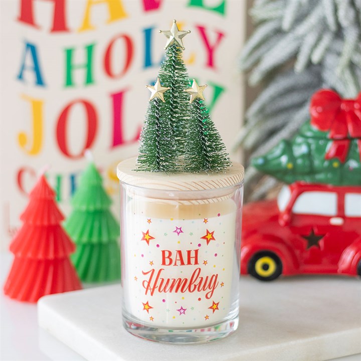 Bah Humbug Orange & Clove Glass Candle with Tree - Candles - Inspired Creative Gifts