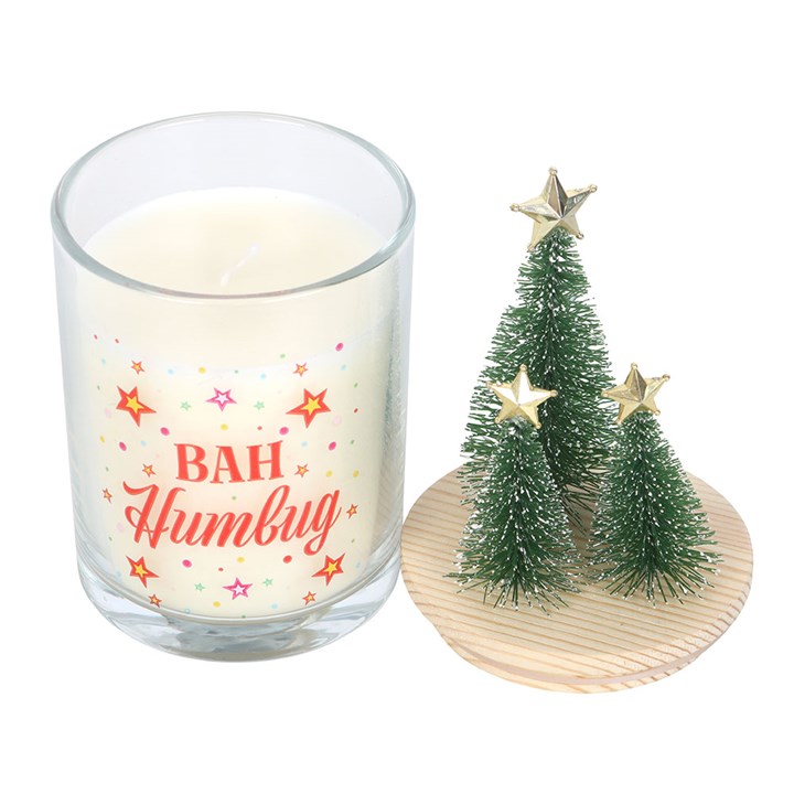 Bah Humbug Orange & Clove Glass Candle with Tree - Candles - Inspired Creative Gifts